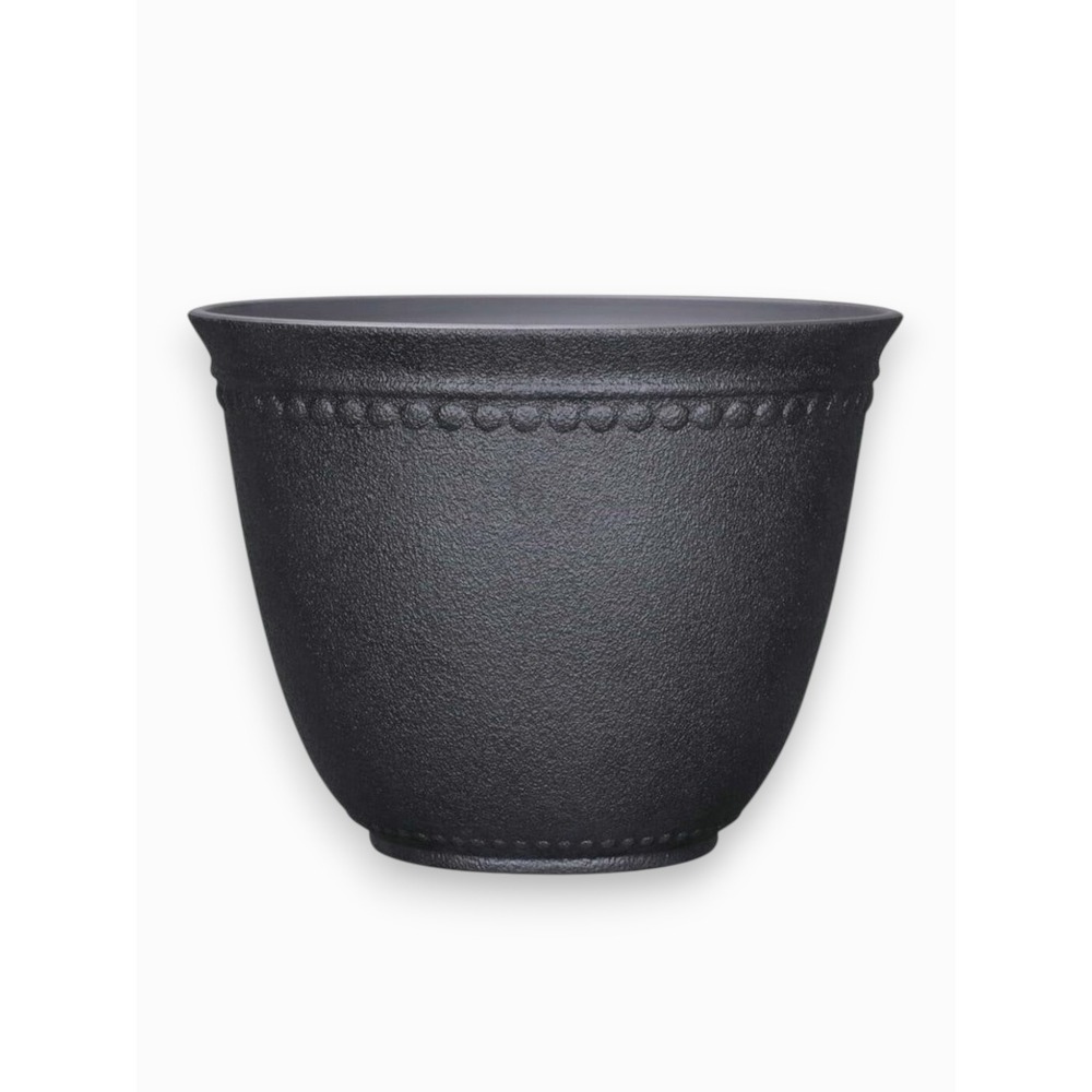 My Texas House Asti Round Planter Black 18x13.7‎ Outdoor Resin